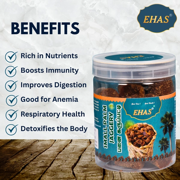 EHAS Small Palm Jaggery (Karupatti) - 300g  | Natural, Chemical-Free | Rich in Iron & Minerals | Traditional Healthy Sweetener