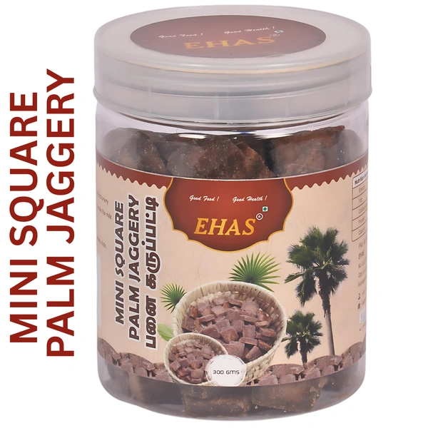 EHAS Mini Square Palm Jaggery - 300g  | Natural Sweetener for Tea, Coffee, Milk, Sweets & Bakery | Rich in Calcium, Iron & Energy | Healthy Alternative to Sugar