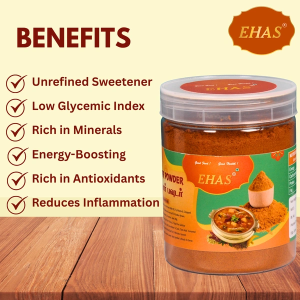 EHAS Sambar Powder - 200g | Premium Quality Traditional Spice Blend | 100% Natural | No Preservatives | Gluten-Free | Rich in Protein & Fiber |