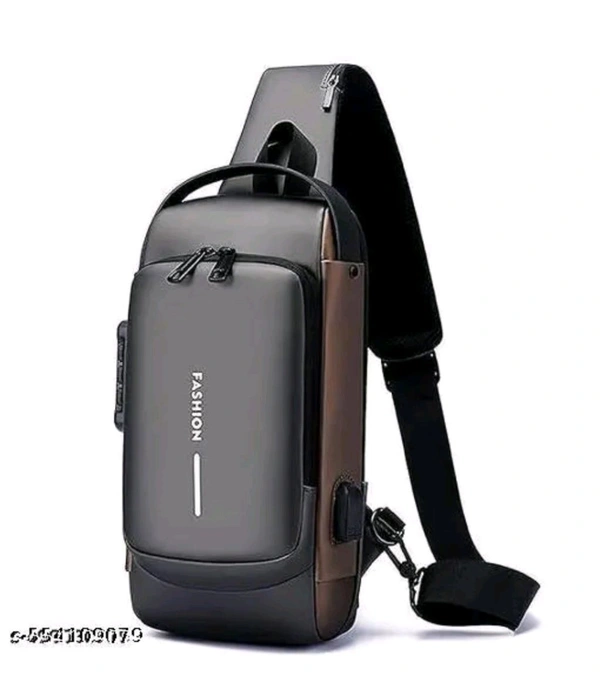 Casual Bag For Man With Usb And Code Lock  - Brown