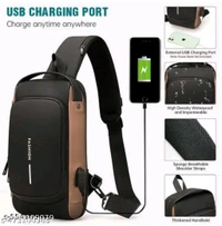 Casual Bag For Man With Usb And Code Lock  - Brown