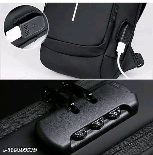 Casual Bag For Man With Usb And Code Lock  - Brown