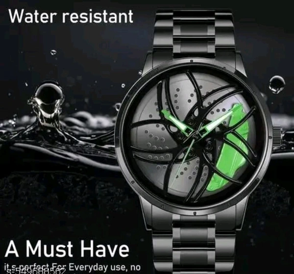 Car Watch With Rolling Dial  - Green