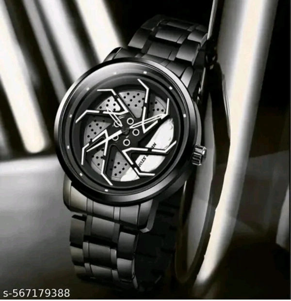 Car Watch With Rolling Dial  - Black