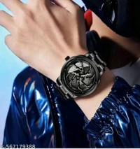 Car Watch With Rolling Dial  - Black