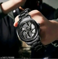 Car Watch With Rolling Dial  - Black