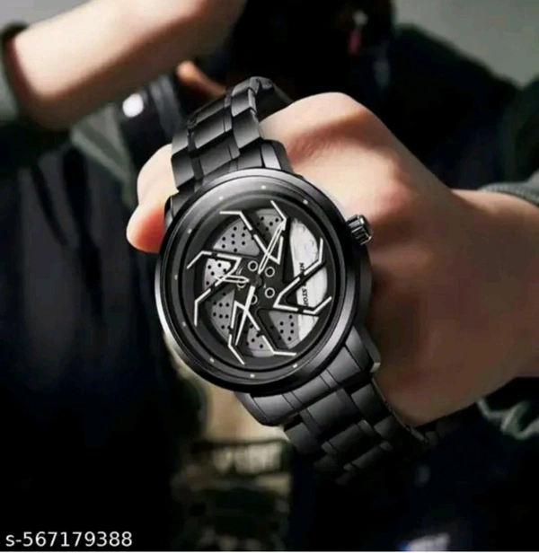 Car Watch With Rolling Dial  - Black