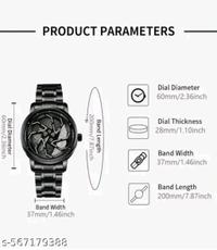 Car Watch With Rolling Dial  - Black