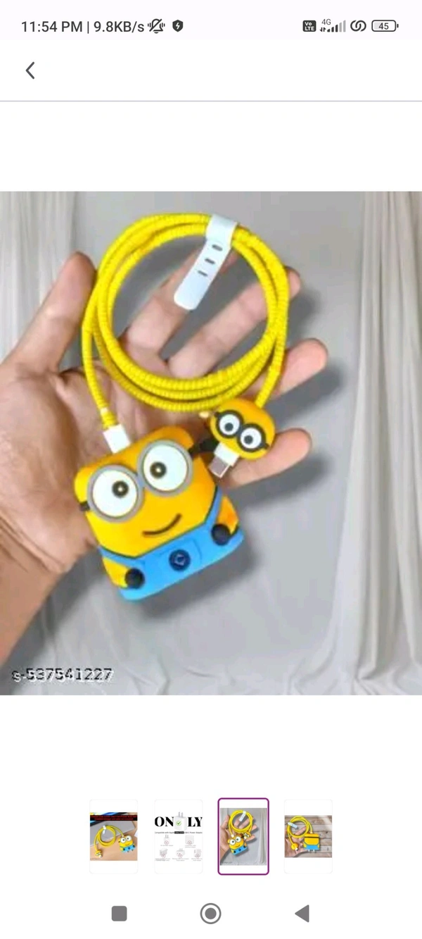 Cute Mobile charger Cover - Yellow