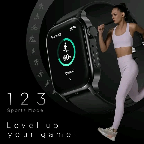 Fire-Boltt Rise Bluetooth Calling 47mm (1.85), Metal Bod & Rotating Crown, 123 Sports Smartwatch  (Black Strap, Free Size)