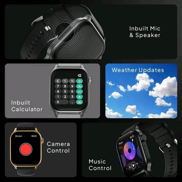 Fire-Boltt Rise Bluetooth Calling 47mm (1.85), Metal Bod & Rotating Crown, 123 Sports Smartwatch  (Gold Black Strap, Free Size)