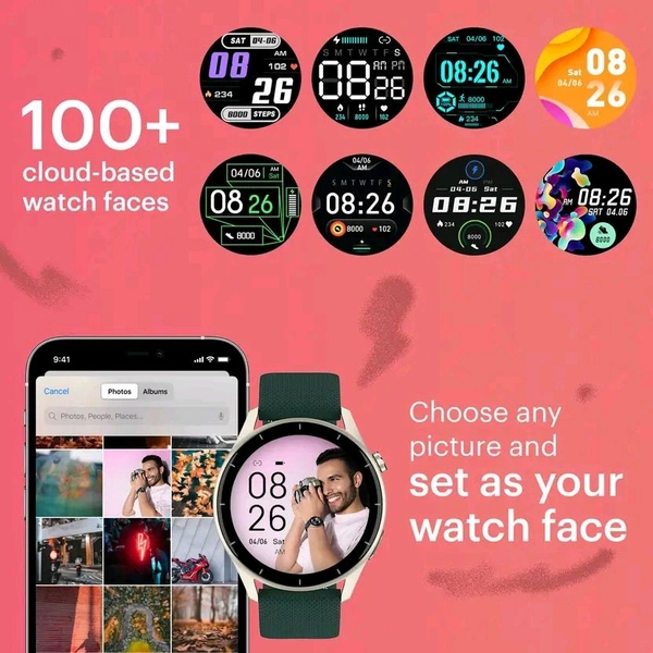 Noise Crew 1.38 Round Display with Bluetooth Calling, Metallic finish, IP68 Rating Smartwatch  (Green Strap, Regular) 