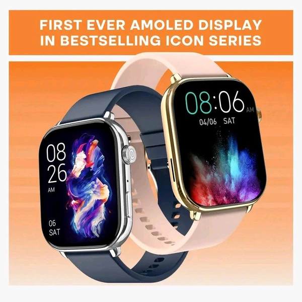 Noise Icon 4 with Stunning 1.96'' AMOLED Display, Metallic Finish, BT Calling Smartwatch  (Space Blue Strap, Regular)'