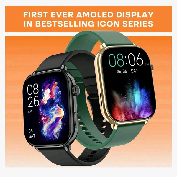 Noise Icon 4 with Stunning 1.96'' AMOLED Display, Metallic Finish, BT Calling Smartwatch  (Jet Black Strap, Regular)
