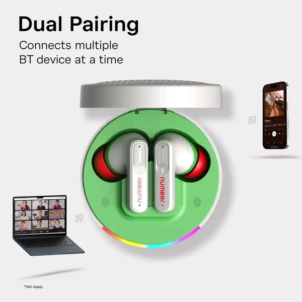 Number SuperBuds 555 with Dual Pair, 66H Battery, 32dB ANC|4Mic ENC|35ms Latency Gaming Bluetooth  (Grey Forest, True Wireless)