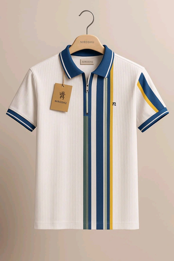  Half-sleeve polo t-shirt  - M, White