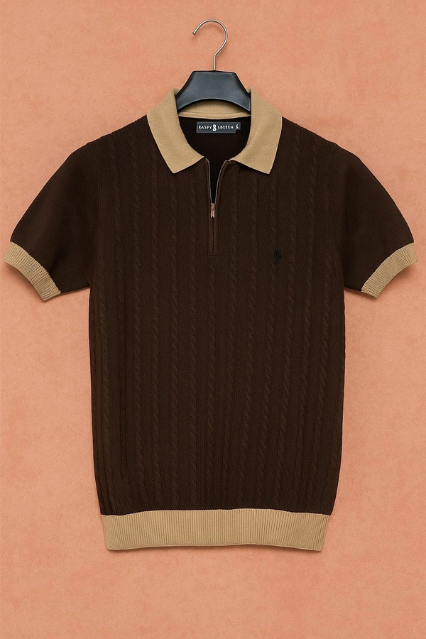 Rasfy & Bareen Brown Knit Polo Shirt" - Pigment Indigo, M