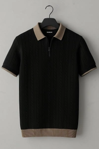 Rasfy & Bareen Brown Knit Polo Shirt" - Pigment Indigo, M