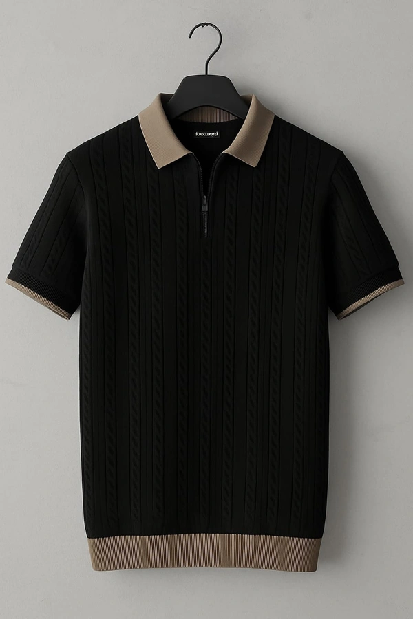 Rasfy & Bareen Brown Knit Polo Shirt" - Pigment Indigo, M