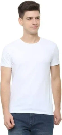Half T-Shirt Round Neck For Men - L, White