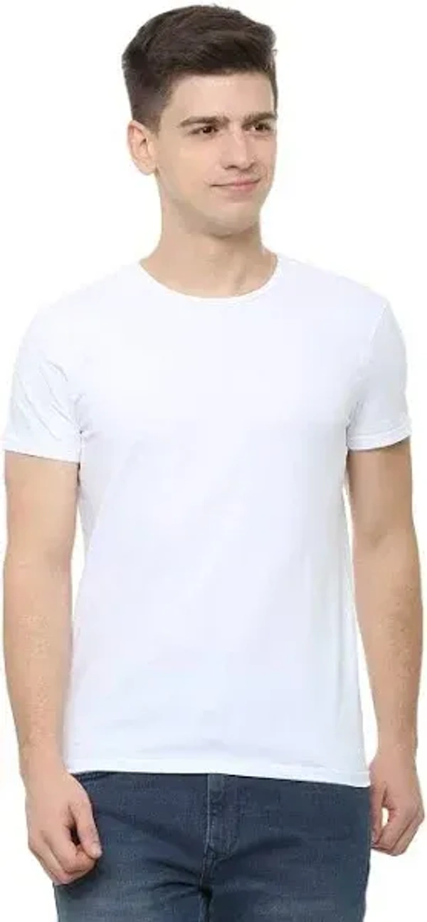 Half T-Shirt Round Neck For Men - L, White