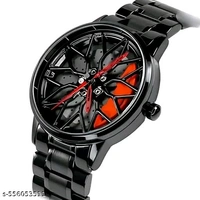 Black Car Wheels Watch - Red, Free Size