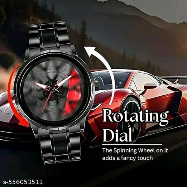 Black Car Wheels Watch - Red, Free Size