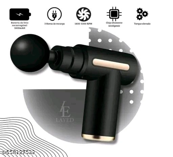 Portable Mini Massage gun| Rechargeable | 4 Head Attachments  - Black