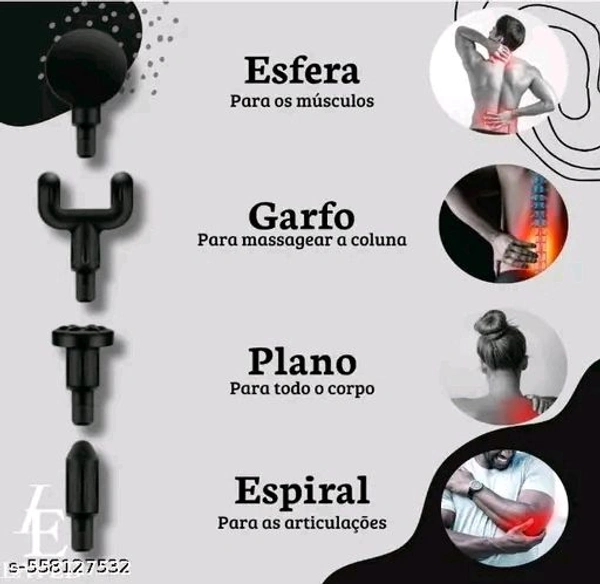 Portable Mini Massage gun| Rechargeable | 4 Head Attachments  - Black