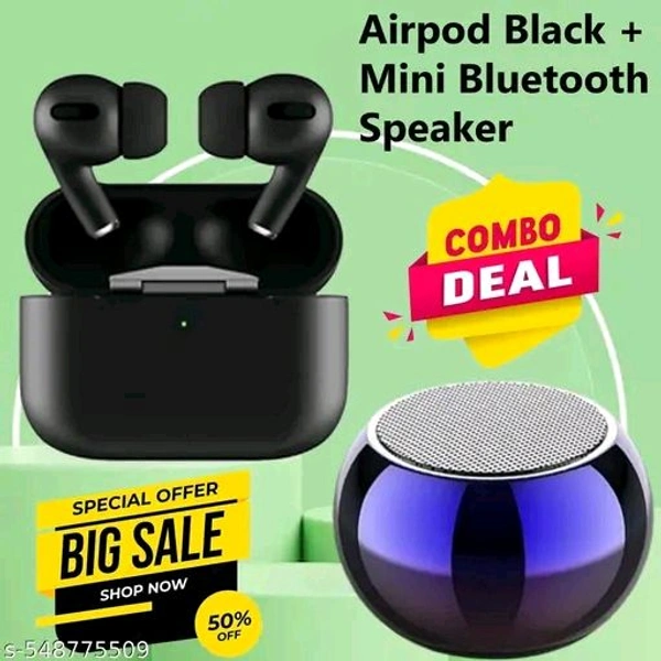 EarBuds And Mini speaker Combo - Black