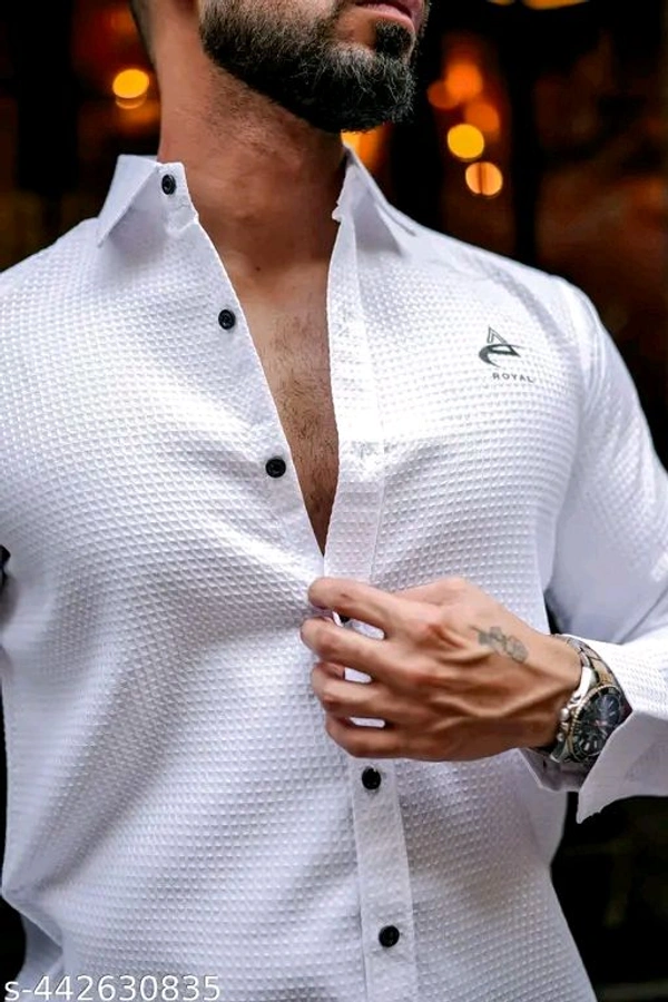 WAFFLE TEXTURE LONG SLEEVE SHIRT - XL