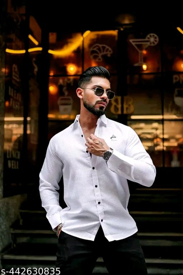 WAFFLE TEXTURE LONG SLEEVE SHIRT - XXL