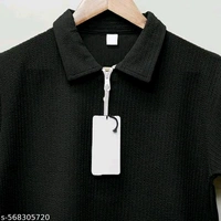 Trending. Zipper Polos Polyester  - Black, L