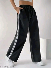Black White Line Trouser  - Black