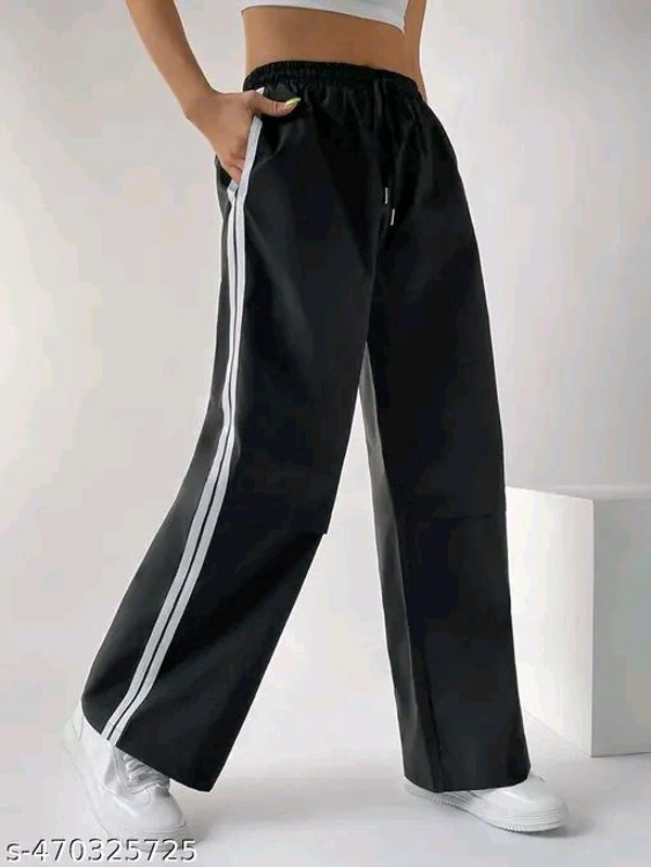 Black White Line Trouser  - Black