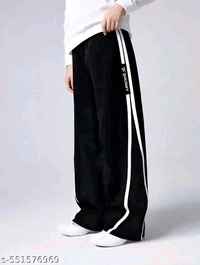 Monochrome Flow Wide-leg track Pants  - Black, L