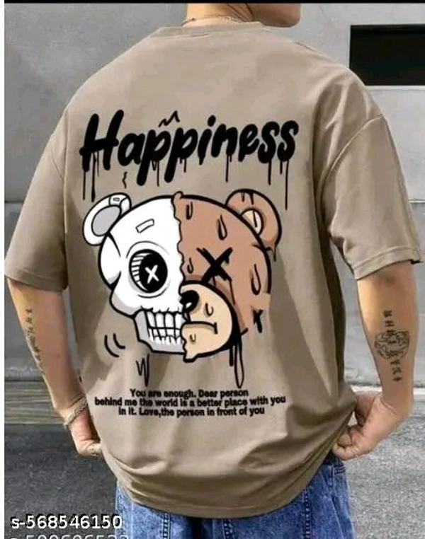 Men Printed Typography Round Nack T-shirt  - XL