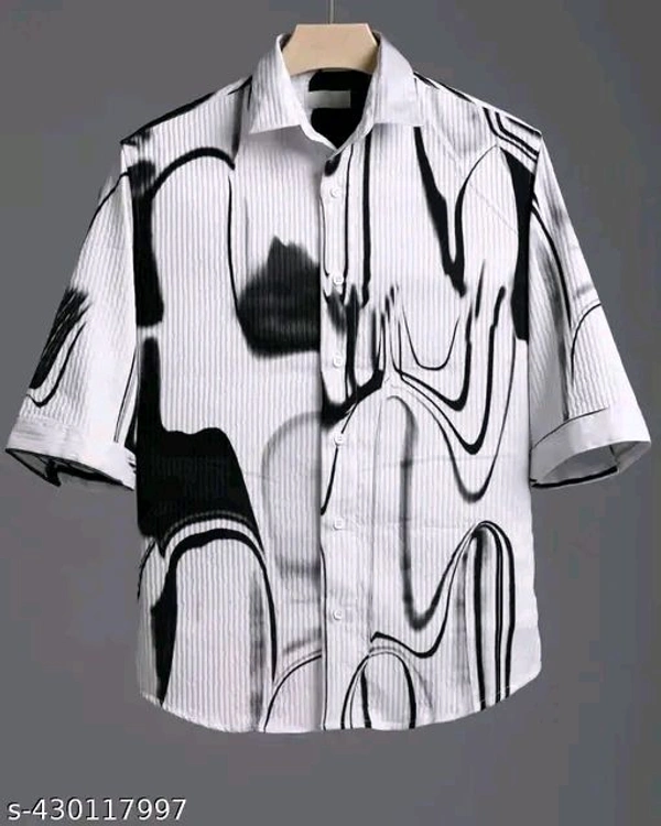 Premium Cotton Blend Luxury Shirt White And Black  - M