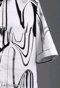 Premium Cotton Blend Luxury Shirt White And Black  - M