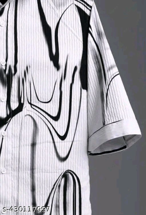 Premium Cotton Blend Luxury Shirt White And Black  - L