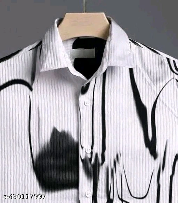 Premium Cotton Blend Luxury Shirt White And Black  - XL