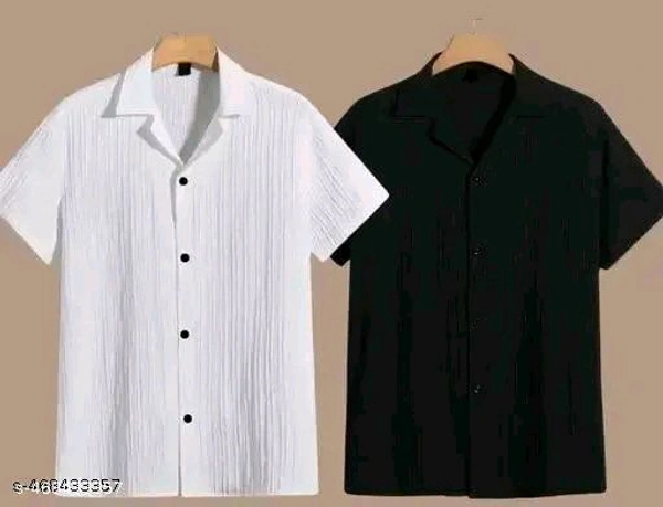 HALF SLEEVE SHIRT BLACK AND WHITE 2 PCS - M