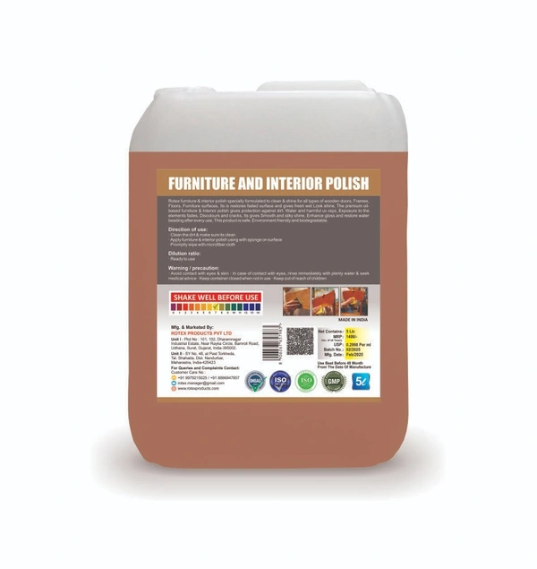Rotex Furniture & Interior Polish 5 Litre - free, brown