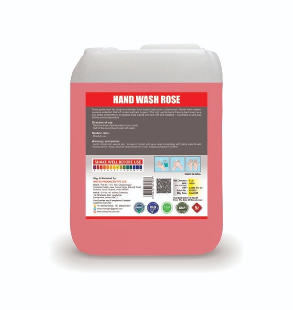 Rotex Rose Hand Wash 5 Litre - free, red