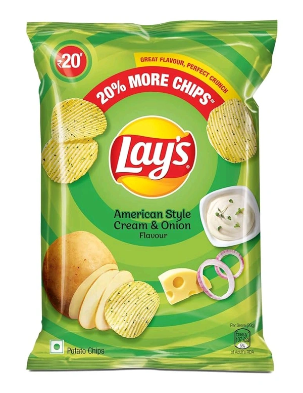 Frito-Lay. Lays American Style Cream & Onion - 48 gm  - Green, 40 gm.