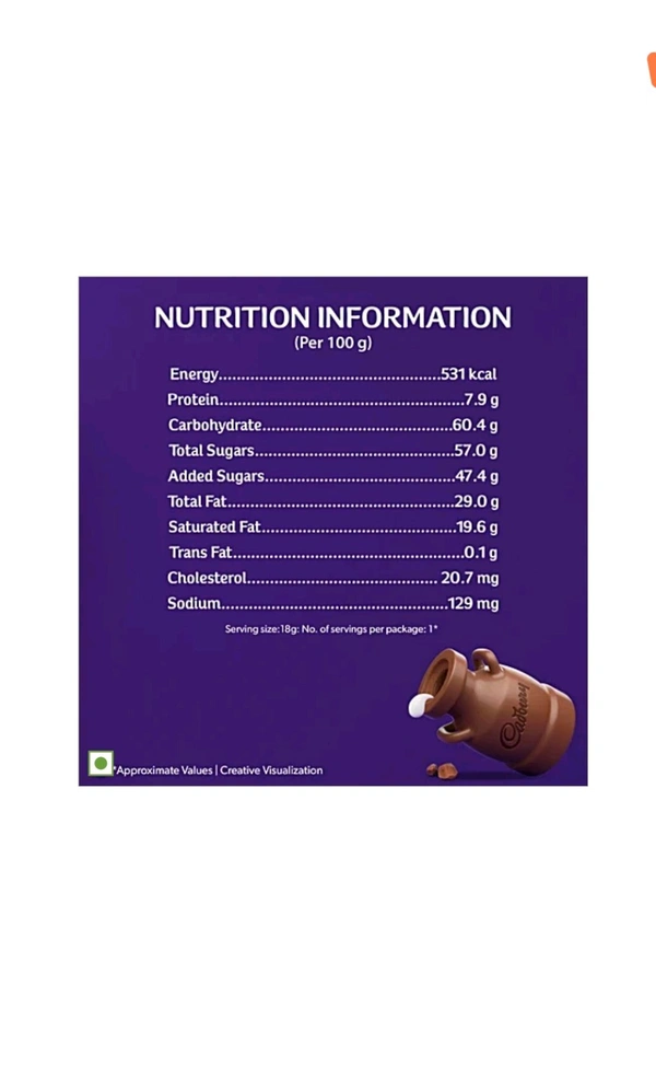 Cadbury. Dairy Milk Chocolate - 21 gm.