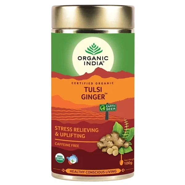 Organic India Tulsi Ginger Tea Jar - 100 gm