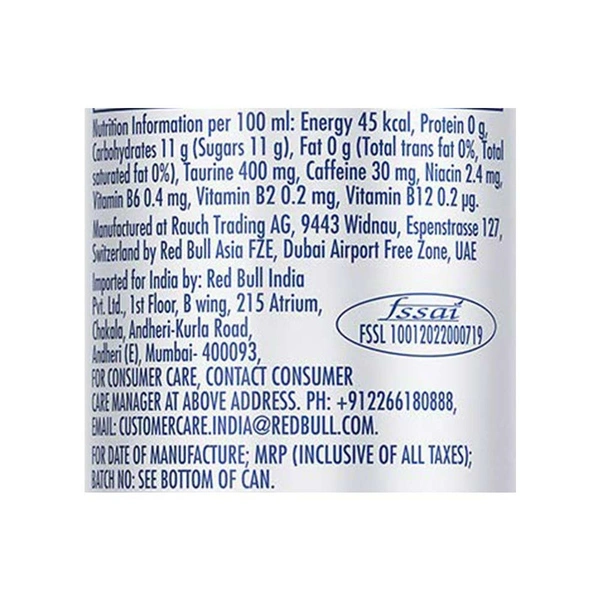 Red Bull Energy Drink (Sugar Free) Pack of 2 - (2*250 ml) - 500 ml - 500 ml