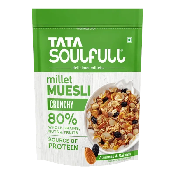 Tata Soulfull Millet Muesli, Crunchy, Almonds & Raisins Breakfast Cereal - 700 gm