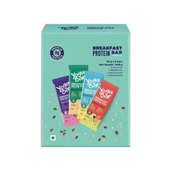 Yoga Bar Assorted Breakfast Protein Bar Pack Of 6 - (6*50 gm) - 300 gm